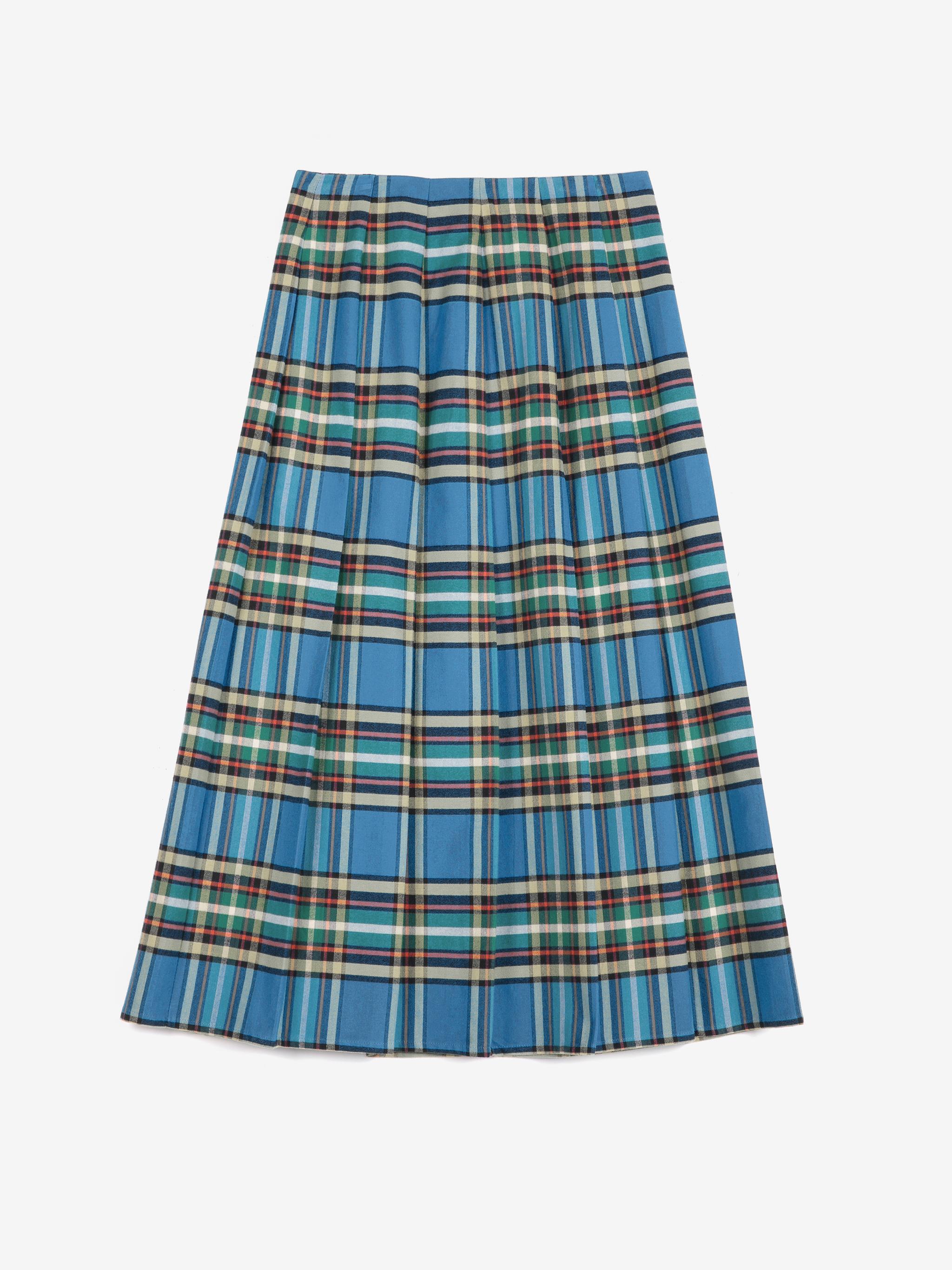 Bobo Choses Tartan Flannel Pleated Skirt Damen Maxi Rock Karo blau
